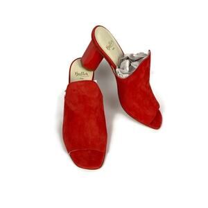 BUTTER Made in Italy Gilda Red Suede Mule Octagonal Heel Sofia Loren Size 7